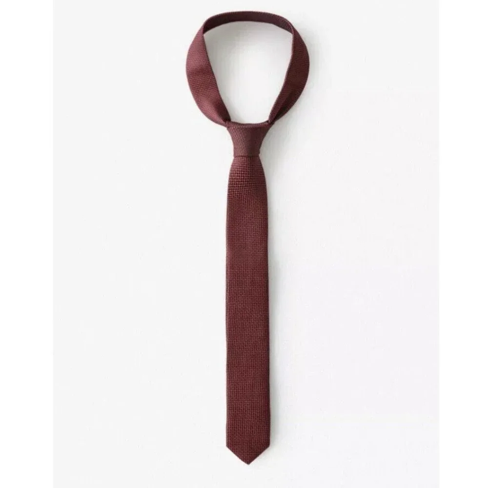 2 Zara Boy Accessories Bundle Dressy Jacquard Slim Red Tie + Plaid Bow Tie NEW